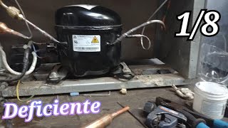 Cambio compresor deficiente de 1/8 y prueba de presion de R 600a alt y baja by Porfy Refrigeration 157 views 4 months ago 9 minutes, 30 seconds