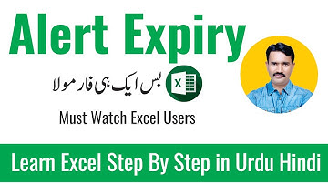 Alert Message for Expiry Date in MS Excel ||  Expiration Date Warnings in MS Excel Urdu Hindi