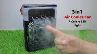 Portable Air Cooler Fan With Humidifier Water Spray Fan Unboxing & Test Video