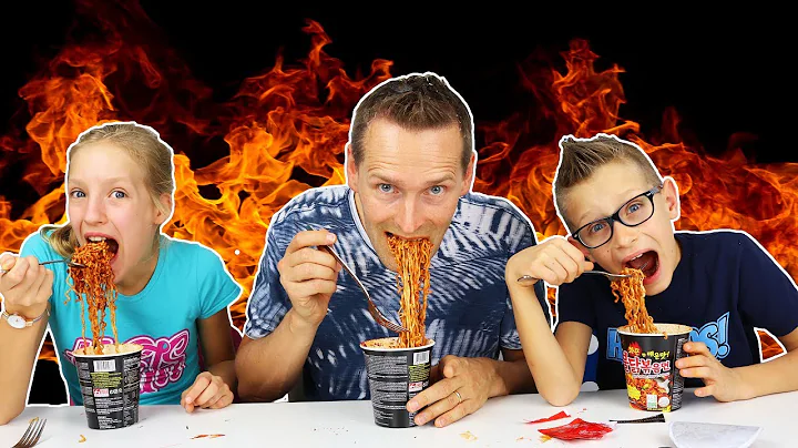 KOREAN FIRE NOODLE CHALLENGE! w/ our DAD