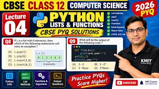 04  CBSE Class 12 Computer Science 2026 PYQ  Q8 & Q9  Python List & Functions