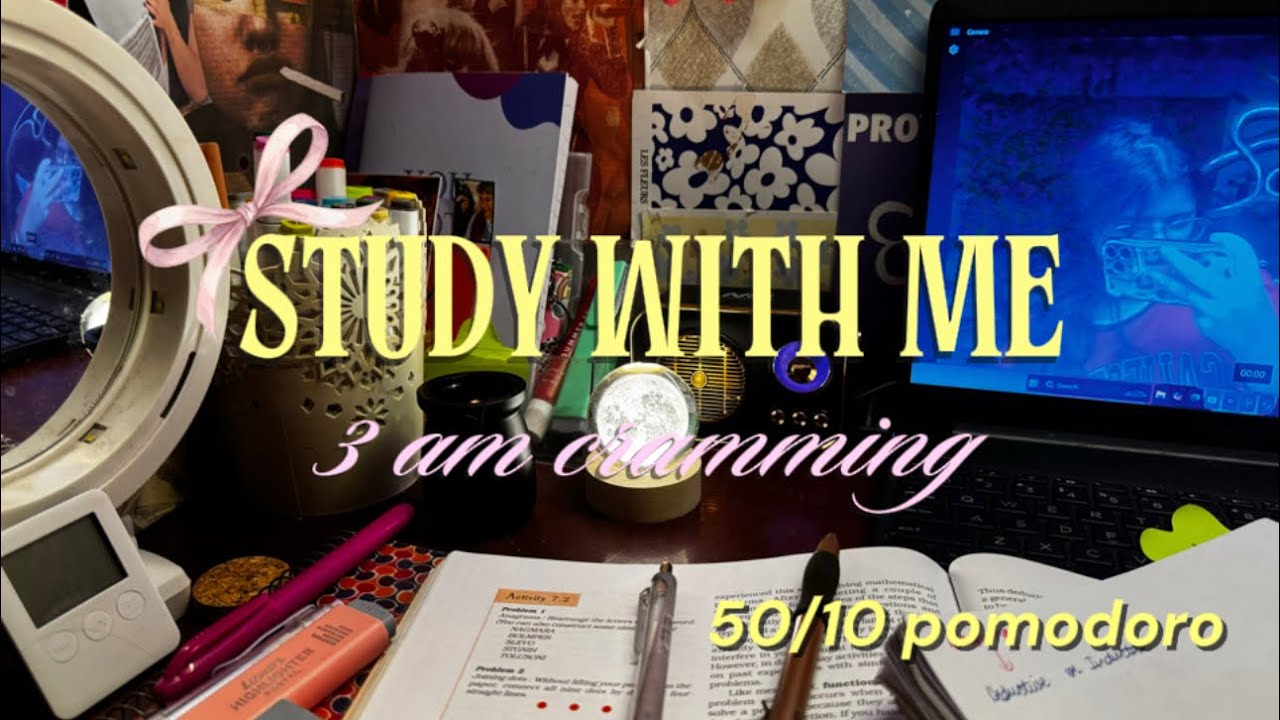 3 AM STUDY WITH ME✨| ASMR | 50/10 pomodoro,brown noise,no-music,page flipping 