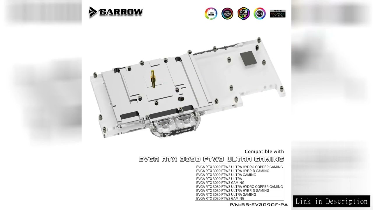 Barrow EVGA 3090 FTW3 Graphics Card GPU Water Cooling Block For EVGA RTX3090 3080 FTW3 ULTRA 5V ARGB