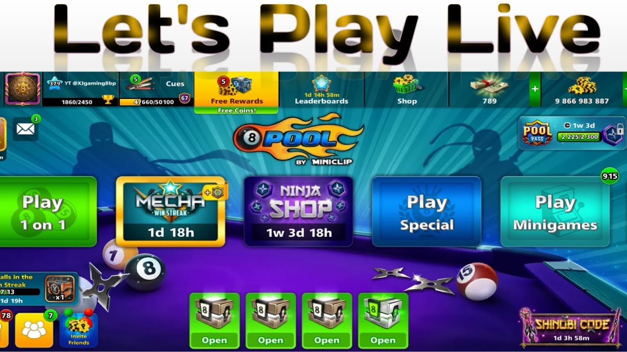 8 ball pool Live Ep 95 | New Event 100M Table I Playing with subscribers  @XJgaming8bp