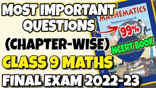Most Important Questions Of Class 9 Maths Chapterwise From  Ncert Book For Final Exam 202223