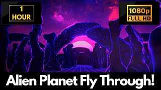 Flying Through an Alien Planet Screensaver | VJ Loops | 1 HOUR Graphic Wallpaper & LIVE Background!