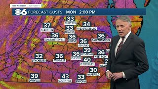 Warm and windy with some gusts over 35 mph on Monday