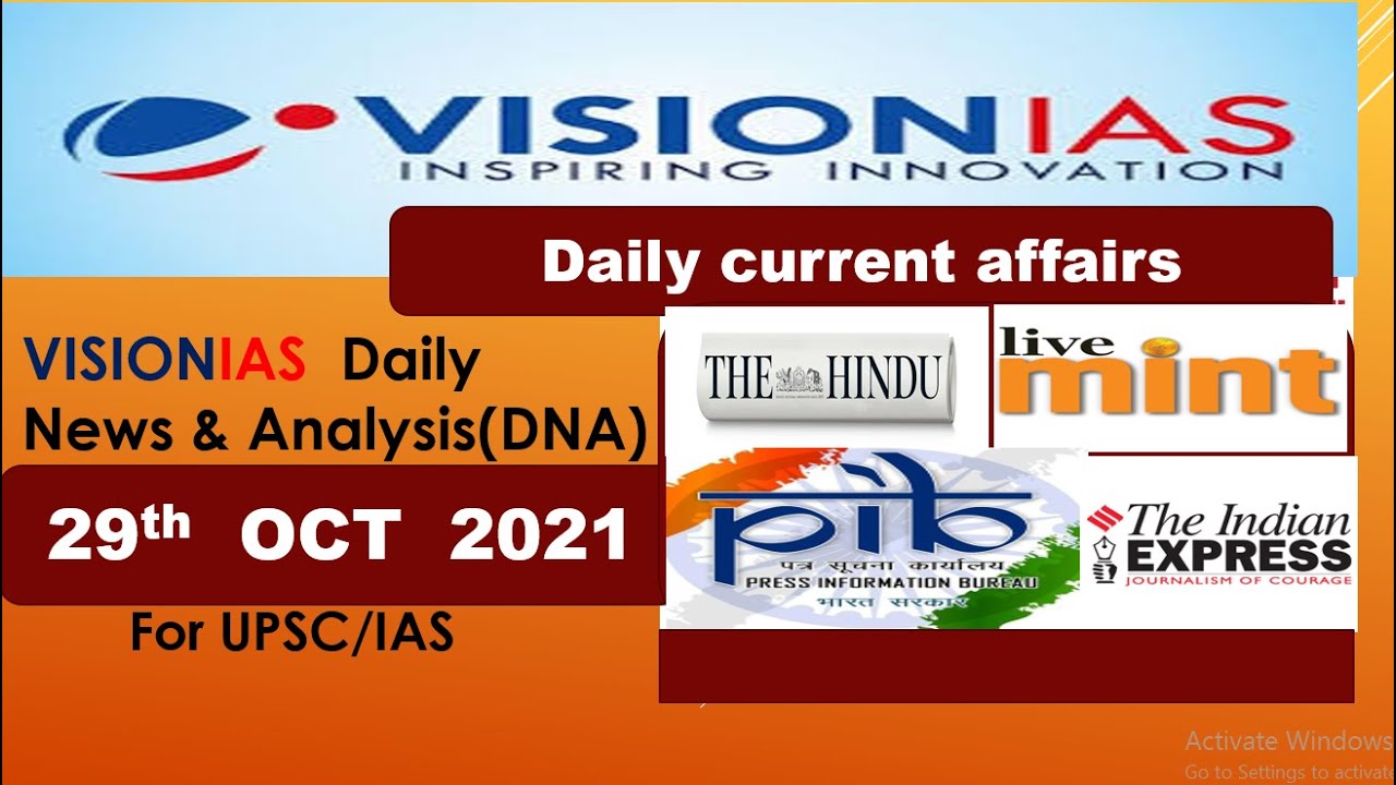 VisionIAS 29th OCTOBER 2021 DAILY CURRENT AFFAIRS & Editorial ANALYSIS ...