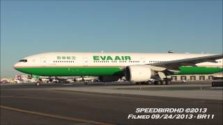 EVA Airways Boeing 777-35E(ER) [B-16702] CLOSE UP Taxi and Takeoff