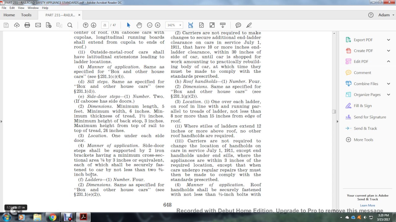 49 CFR PART231 RAILROAD SAFETY APPLIANCE STANDARDS PART3 YouTube