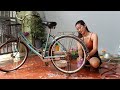 beautiful single mom cleaning her bicycle to go out on a date | clean with me