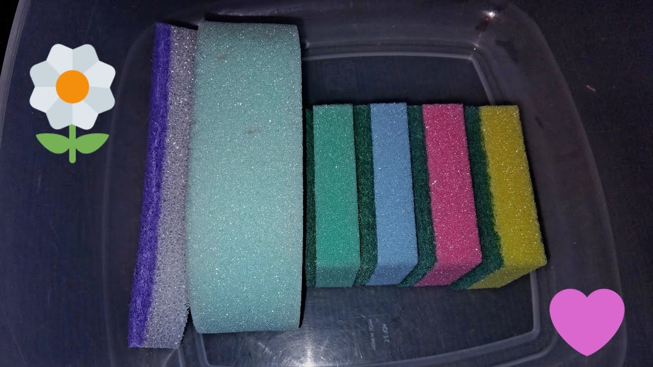 ASMR Dry and Jelly Sponges Squeezing and Ripping🩵💚💙🩷💛