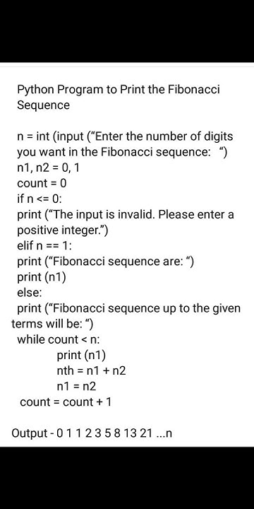 Python program to print fibonacci series | #education #coding #software ...