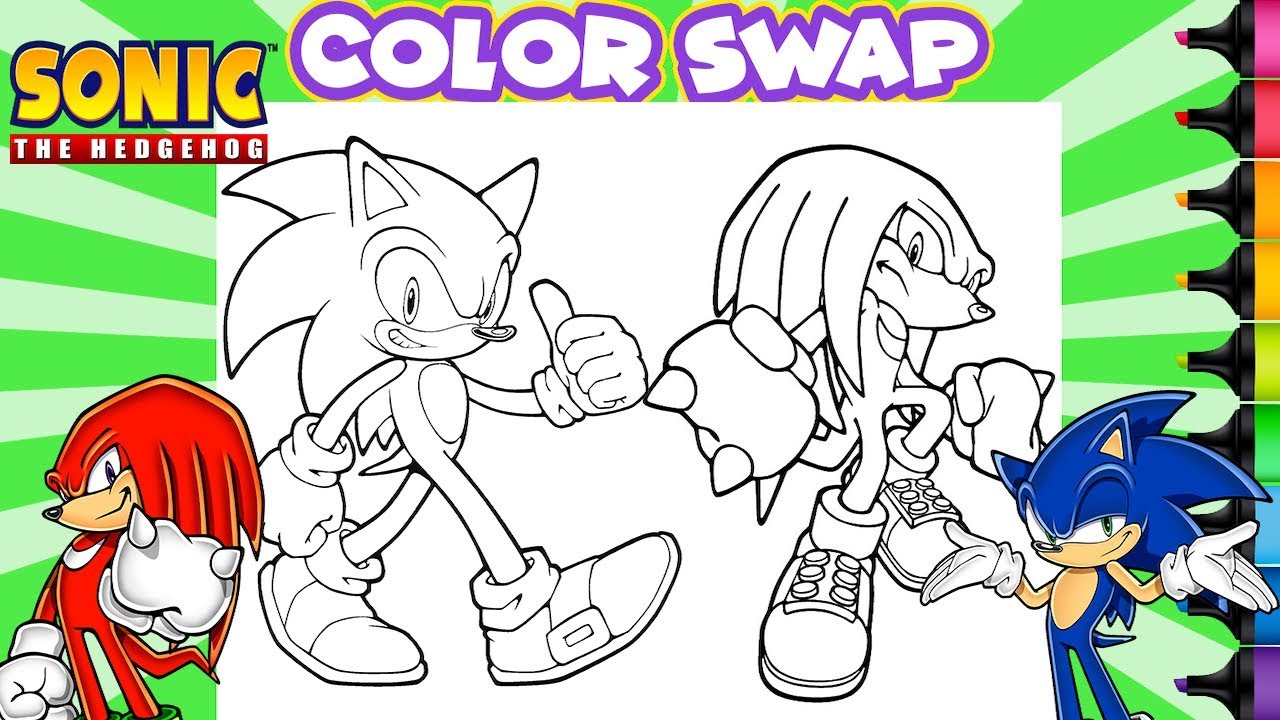 sonic and knuckles and shadow coloring pages