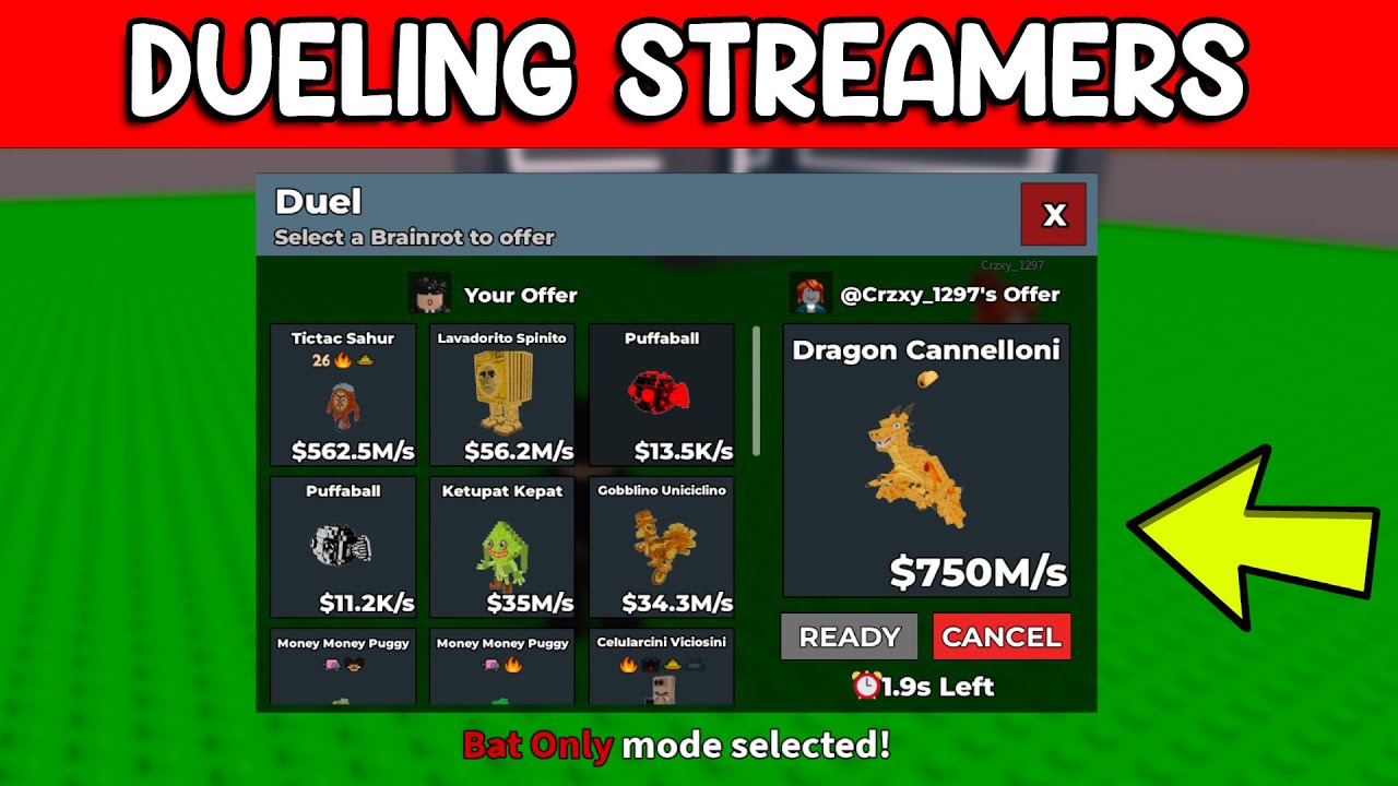 Risking My RAREST Brainrots Dueling Streamers