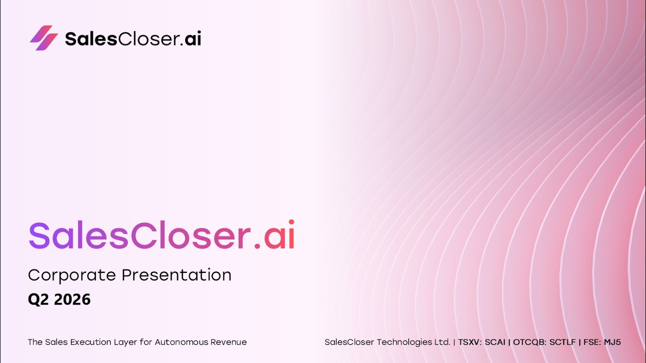 SalesCloser Technologies Ltd. (OTCQB: SCTLF | TSXV: SCAI): Virtual Investor Conferences