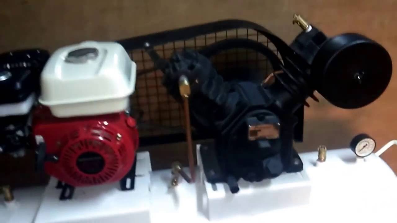 how to work petrol engine air compressor - YouTube
