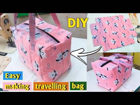 ट्रैवल बैग बनाने का आसान तरीका Handmade Travel Bag Cutting and Stitching / Zipper Bag /Shopping Bag