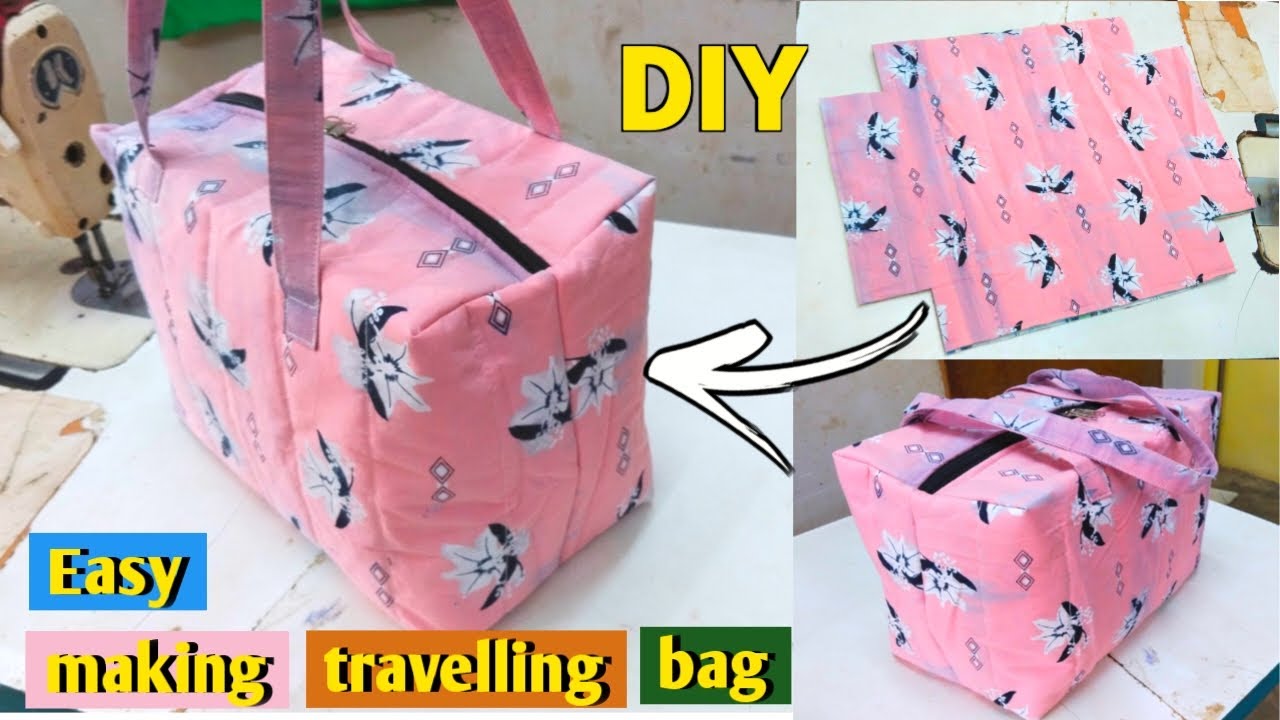 ट्रैवल बैग बनाने का आसान तरीका Handmade Travel Bag Cutting and Stitching / Zipper Bag /Shopping Bag