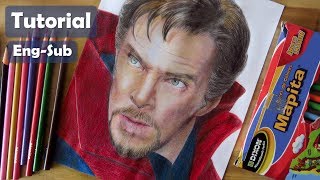 How to draw a face with cheap colored pencils  Dr. Strange