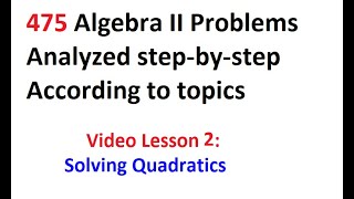 Algebra II Regents Lesson 2 Solving Quadratics