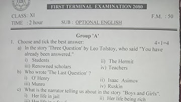 Class 11 Optional English model question #opt english
