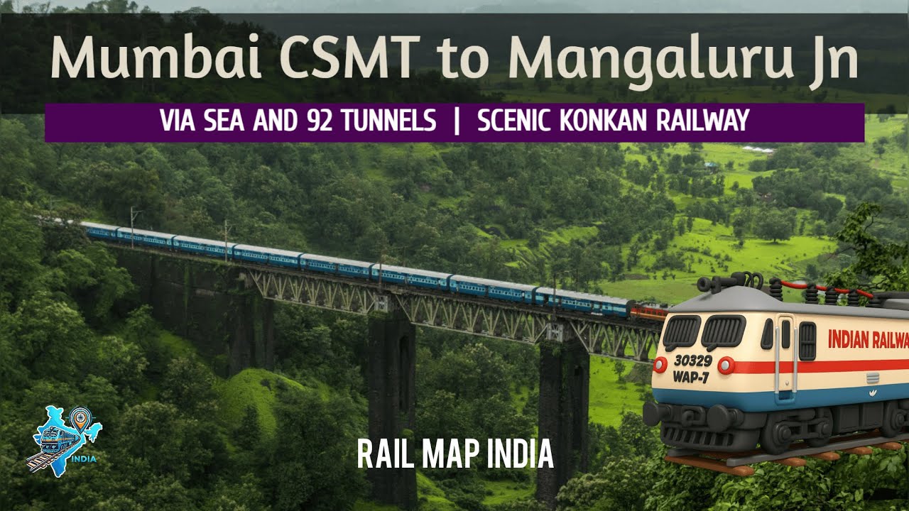 Konkan Railway Route Map 🛤️ | Train 12133 Scenic Journey from Mumbai to Mangaluru 🌊| Rail Maps India