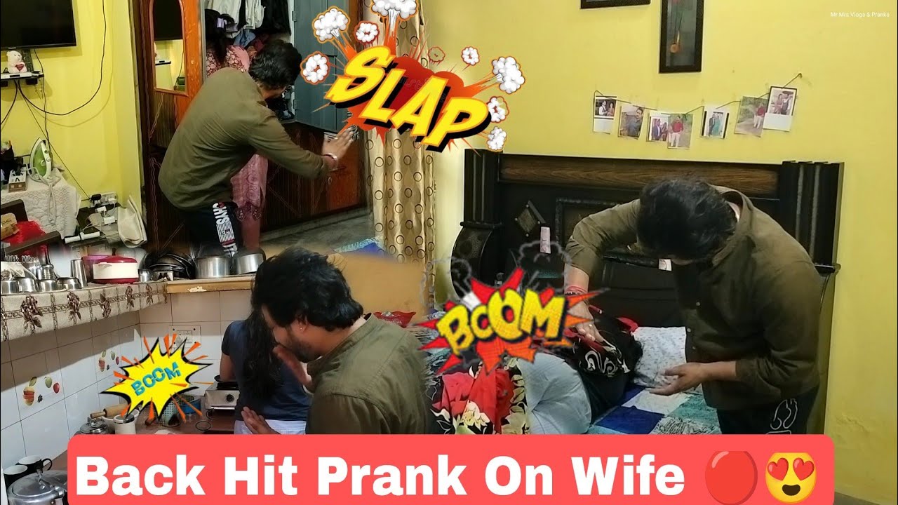 Back Hit Prank on Wife || Hit on Back ||Extreme Reactions 😜🤣#prank video @Mr Mrs Vlogs & Pranks