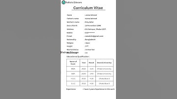 Resume writing | cv লেখার নিয়ম | how to make CV | sample resume | #cvwriting