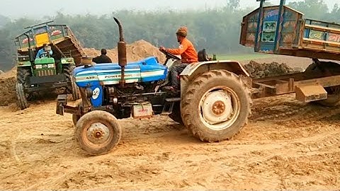 Eicher 557 vs Powertrac 439 | Digital unload facility of tractor | soil unloading on over rough hill