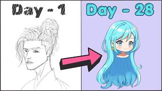 Challenge to master Drawing Hair from Imagination in 28 days