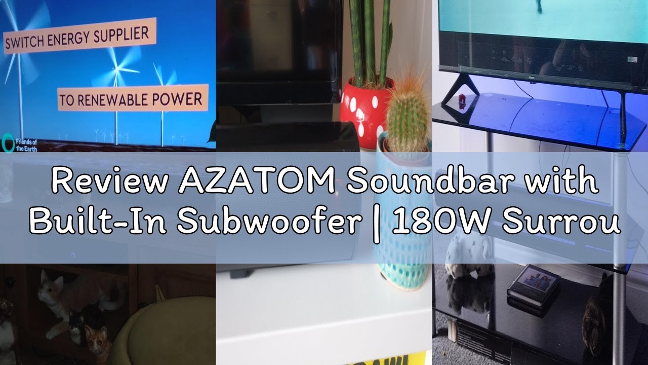 Review AZATOM Soundbar with Built-In Subwoofer | 180W Surround Sound | Bluetooth, Large Remote & Opt