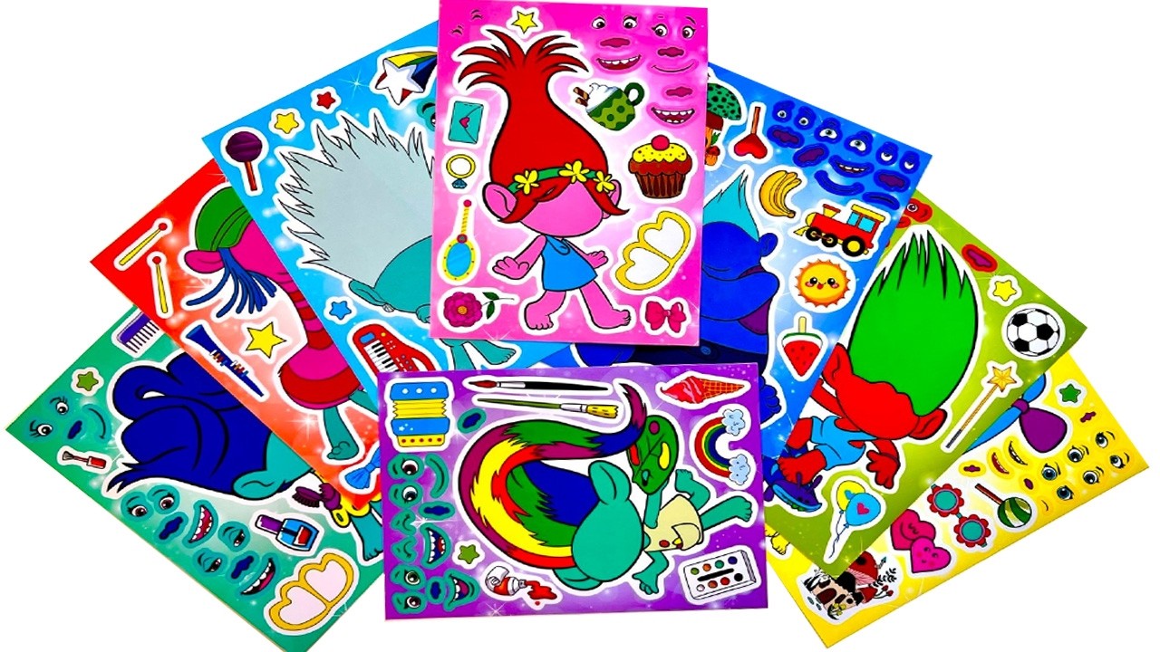 [🌈Paper DIY🌈] ✨ 気持ちいいASMR！トロールズ・ポピーのレインボーペーパーステッカーブック作り 🌈🎀 #asmr #stickerbook