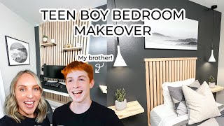 TEEN BOY BEDROOM MAKEOVER! | MAKING OVER MY BROTHER'S ROOM!