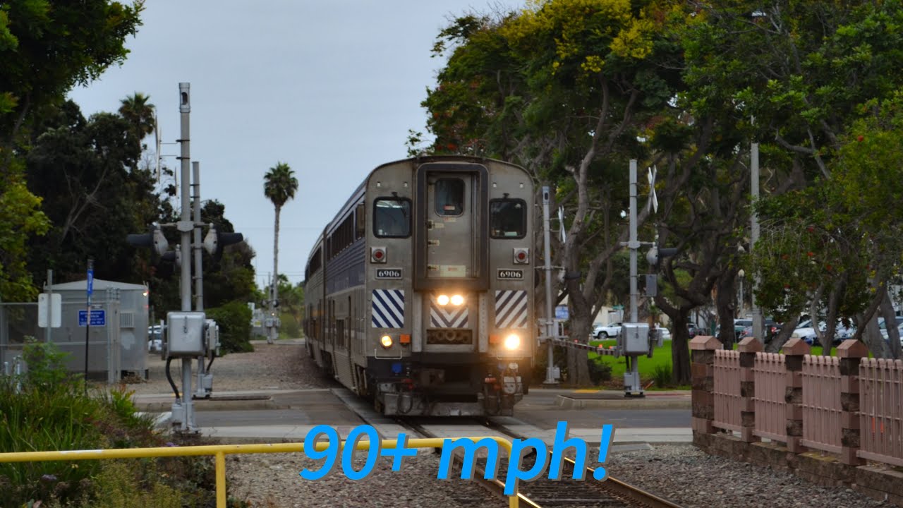HIGH SPEED! 90 MPH Pacific Surfliners at Carlsbad Village
