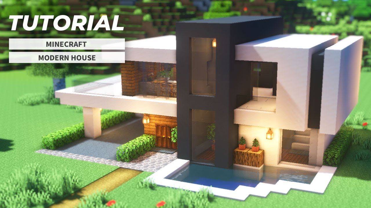 マインクラフト 簡単 モダンな家の作り方 現代建築講座 Youtube