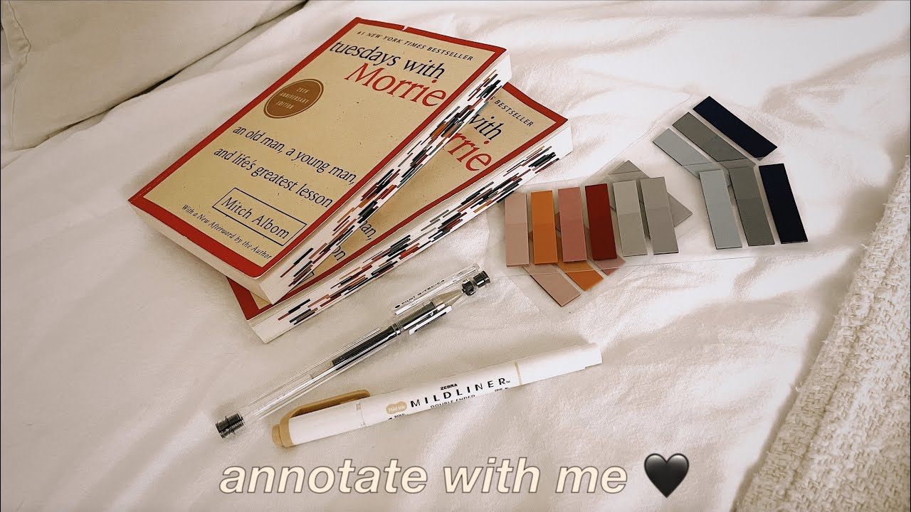 🤍 annotating a book as a gift | tuesday's with morrie, asmr real time, no music, read with me