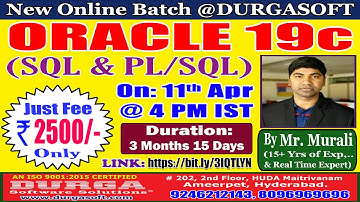 ORACLE 19c Online Training @ DURGASOFT