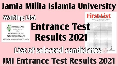 Jamia results list of selected candidates 2021 JMI Entrance results 2021