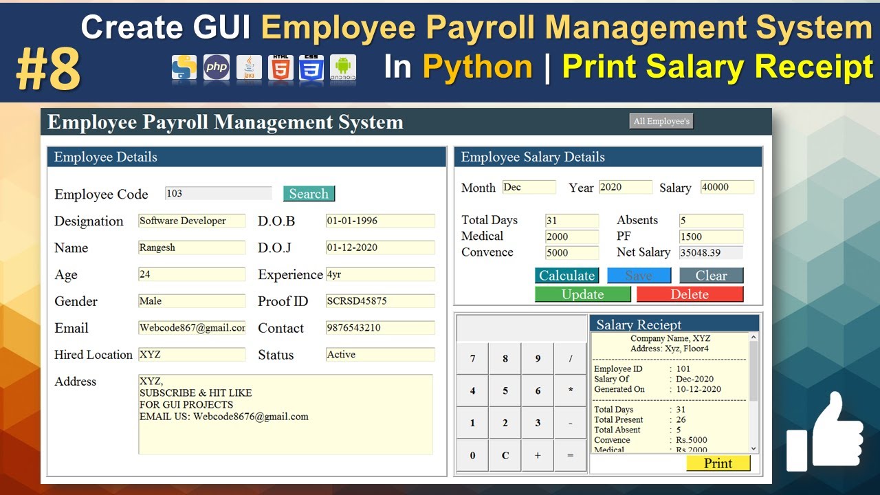 How to Create Employee Payroll Management System with Database in Python 
