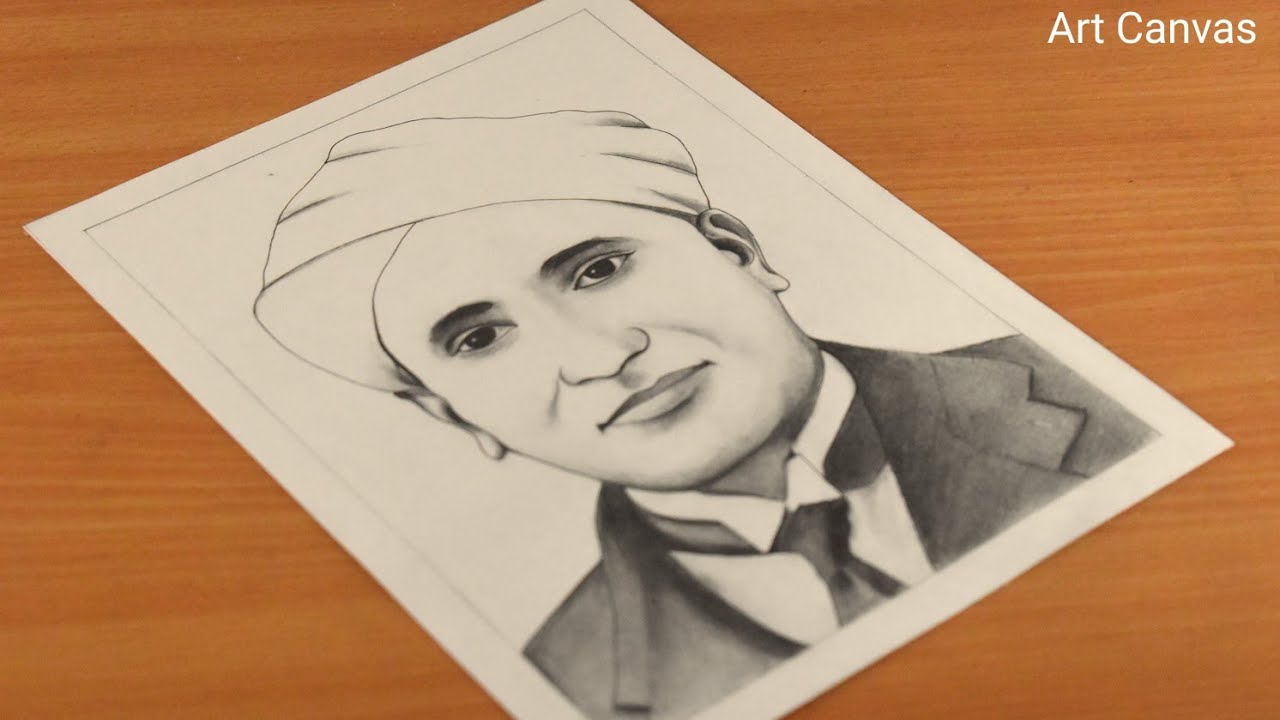 Pencil Sketch of C.V. Raman || The Great Scientist || How to draw C.V. Raman  || Step By Step - YouTube