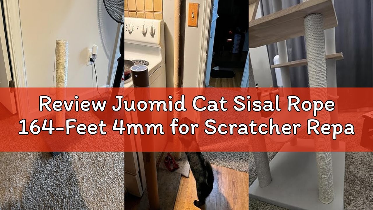 Review Juomid Cat Sisal Rope 164-Feet 4mm for Scratcher Repair and Replace Scratching Post, DIY Hemp