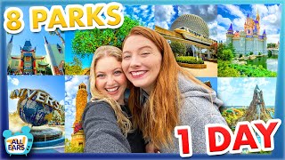 8 Theme Parks in ONE Day  -- Disney World \& Universal WITHOUT Paying to Skip the Lines