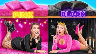 Secret Rooms Under The Bed | Black vs Pink Color Challenge by Multi DO Girls