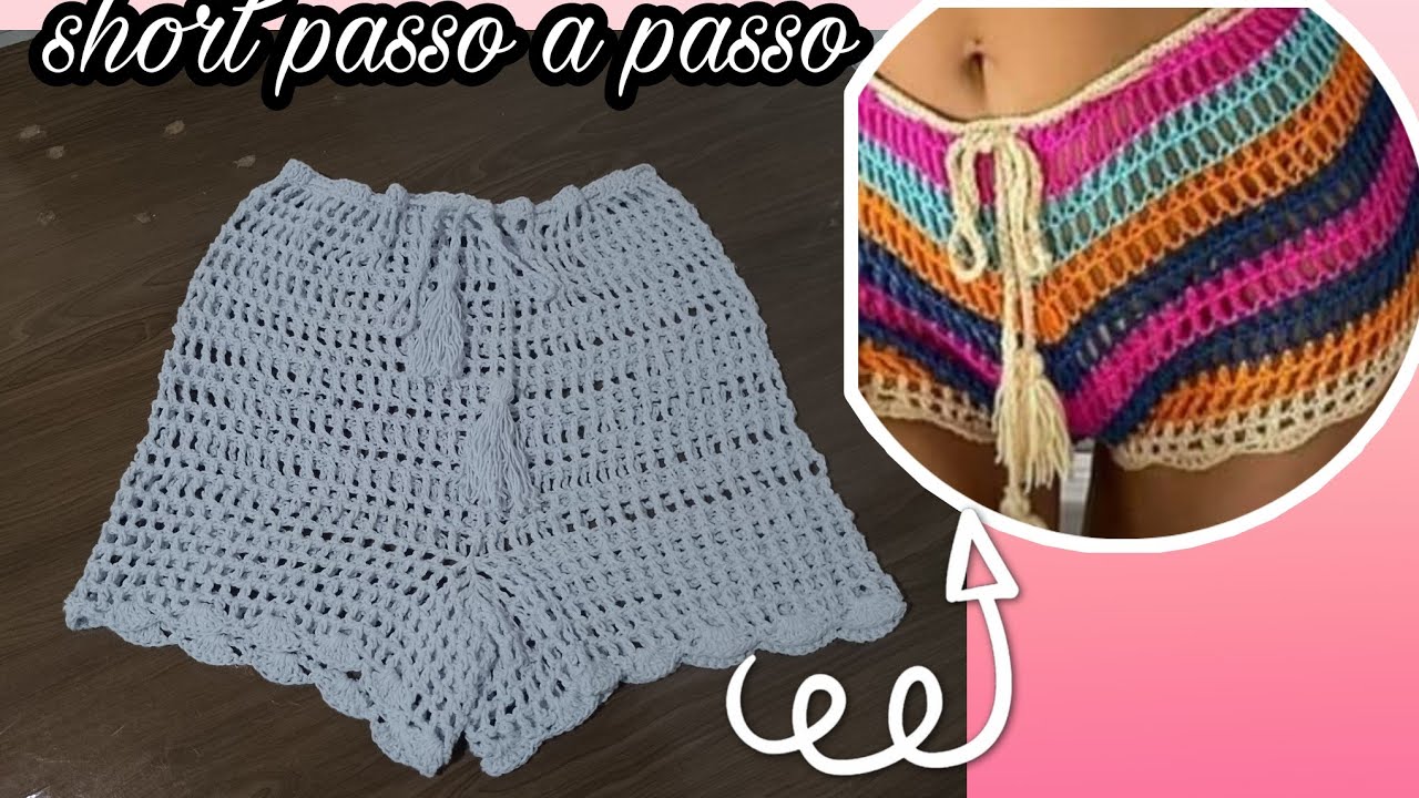 🚨Short de crochê  praiano P M G GG passo a passo #verão2025