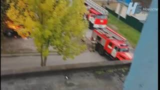 Под Брянском сняли на видео горящую Ниву