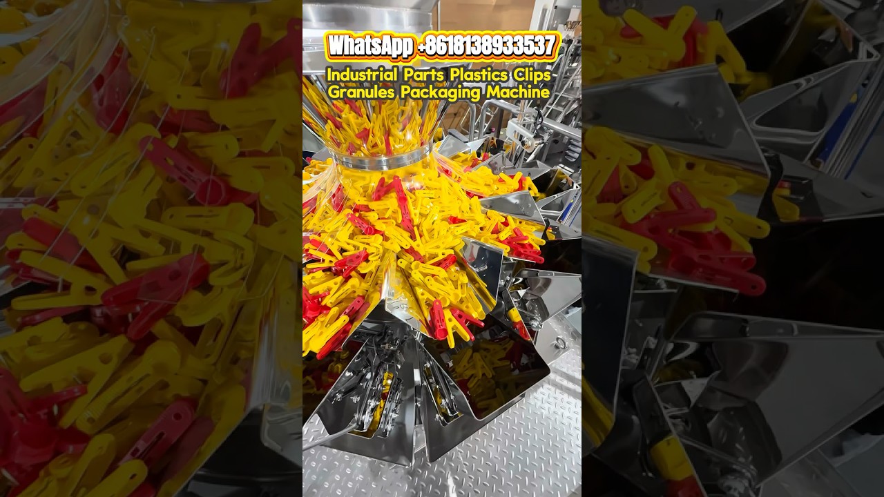 200g plastics clips industrial parts granules 10 head weigher fill seal packing machine. 