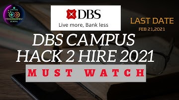 Virtual DBS Campus Hack 2 Hire Challenge 2021| Off-Campus update| Recruitment Drive| Hiring Freshers