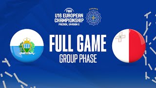 San Marino v Malta | Full Basketball Game | FIBA U16 European Championship 2022