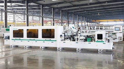 PE668J 2S edge banding machine with 2 glue pots, premilling and corner rounding functions.